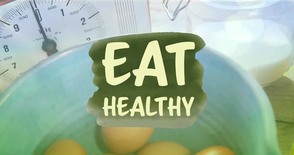 Bild Des Gesunden Essens Text Über Zutaten Ernährungs Und Hydratationswochen — Stockfoto