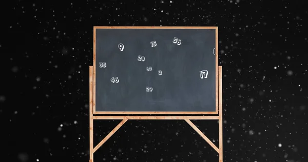 Image Numbers Moving Blackboard Black Background Education Knowledge Learning Concept — Stock Photo, Image
