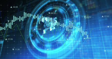 Finansal veri işleme üzerinde dönen güvenli kilidin üzerindeki nft sembolünün resmi. küresel finans, kripto para birimi ve iş güvenliği konsepti dijital olarak oluşturulmuş görüntü.