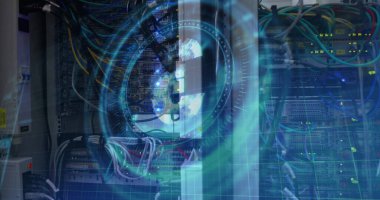 Bilgisayar sunucuları üzerinde güvenli kilitlenmedeki Euro sembolü. küresel finans ve iş güvenliği kavramı dijital olarak oluşturulmuş görüntü.