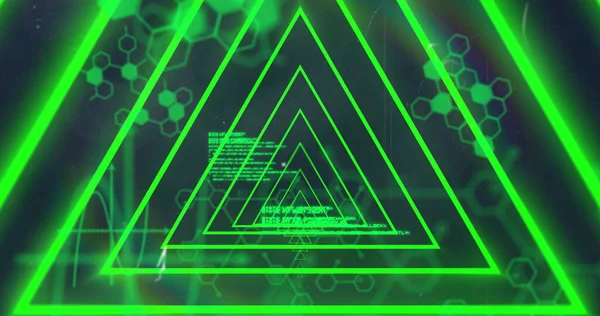 Immagine Neon Verde Forme Geometriche Scienza Elaborazione Dei Dati Astratto — Foto Stock