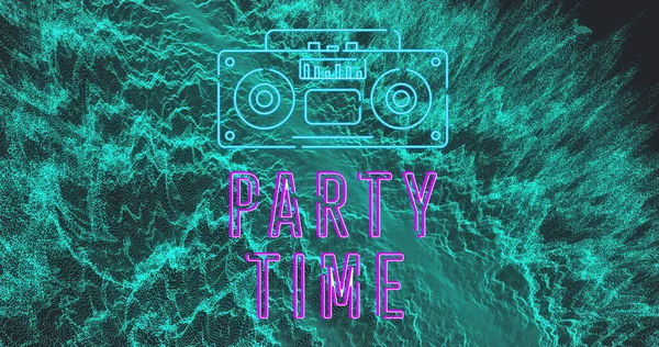 Image Party Time Radio Green Waves Black Background Colour Movement — Stock Photo, Image