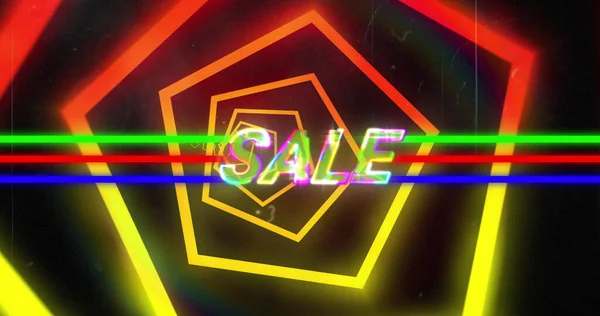 Afbeelding Van Sake Neon Hexagons Zwarte Achtergrond Handel Bedrijfsleven Promoties — Stockfoto