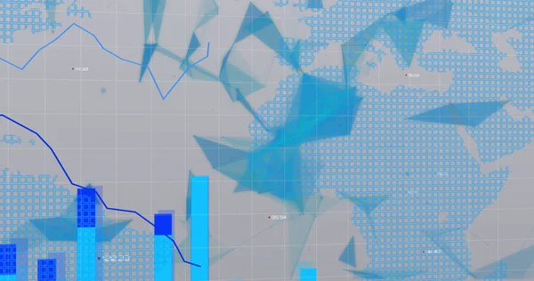 Grafik Mavi Şekiller Bej Arkaplanda Finans Teknoloji Dijital Arayüz Kavramı — Stok fotoğraf