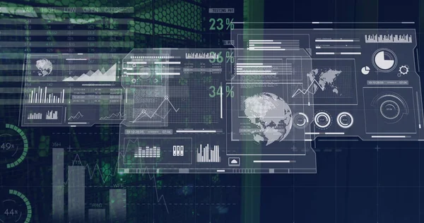 Imagem Processamento Dados Sobre Sala Servidor Conceito Global Negócios Interface — Fotografia de Stock