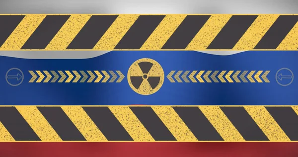 Obrázek Radioaktivního Symbolu Nad Vlajkou Ruska Ukrajinská Krize Koncepce Mezinárodní — Stock fotografie
