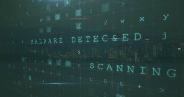 Karanlık arka planda veri işleme resmi. dijital güvenlik ve kimlik, dijital arayüz ve veri işleme kavramı dijital olarak oluşturuldu.