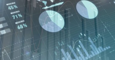 Siyah arkaplanda veri işleme resmi. küresel teknoloji ve dijital arayüz kavramı dijital olarak oluşturulmuş görüntü.