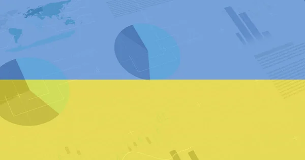 Зображення Обробки Даних Над Прапором України Українська Криза Міжнародна Концепція — стокове фото
