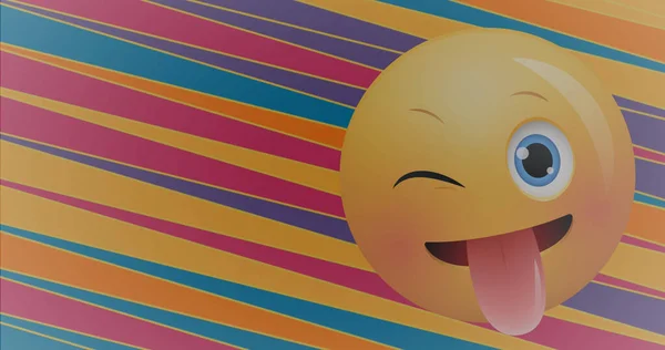 Imagem Emoji Ícone Textos Bolhas Fala Sobre Listras Coloridas Fundo — Fotografia de Stock