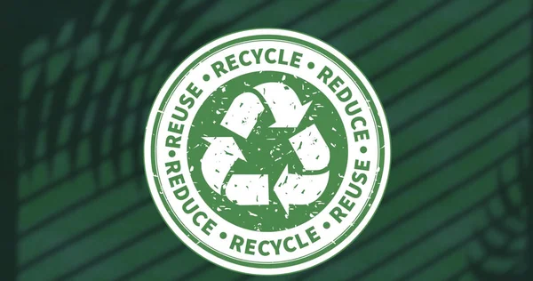 Bild Des Recycling Symbols Mit Text Über Dem Schatten Der — Stockfoto