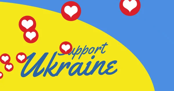 Зображення Сердець Підтримка Україну Над Прапором України Українська Криза Міжнародна — стокове фото