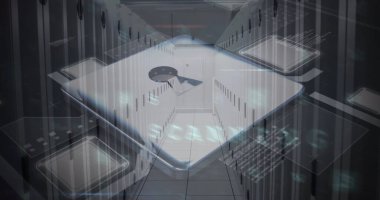 Karanlık arka plandaki veri işleme üzerindeki asma kilit görüntüsü. küresel iletişim ve veri güvenliği konsepti dijital olarak oluşturulmuş görüntü.