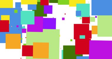 Beyaz arkaplanı kaplayan canlı renkli karelerin görüntüsü. renk, desen ve hareket kavramı dijital olarak oluşturulmuş görüntü.