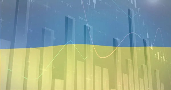 Imagen Del Procesamiento Datos Sobre Bandera Ucraniana Crisis Ucraniana Concepto — Foto de Stock