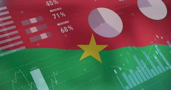 Burkina Faso Bayrağı Üzerinde Veri Işleme Resmi Küresel Finans Bağlantılar — Stok fotoğraf