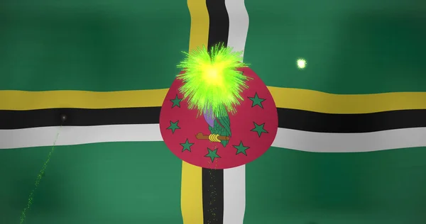 Afbeelding Van Vuurwerk Boven Vlag Van Domenica Vlaggen Nationale Symbolen — Stockfoto