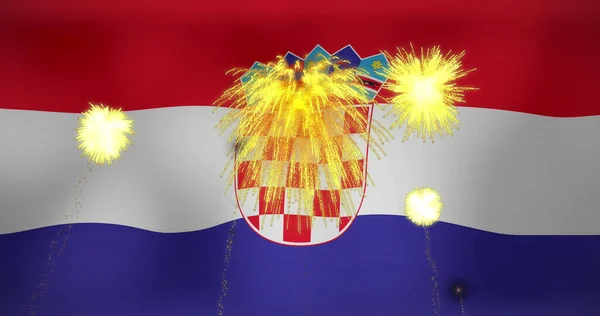 Изображение Фейерверка Над Флагом Хорватии Флаги Национальные Символы Концепция Патриотизма — стоковое фото