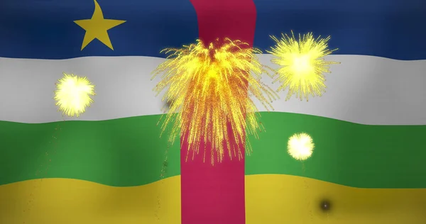 中部非洲共和国国旗上的彩旗图像 国家象征和爱国主义概念数字生成的图像 — 图库照片