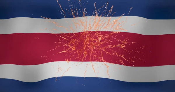 Изображение Фейерверка Над Флагом Коста Рики Флаги Национальные Символы Концепция — стоковое фото