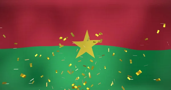 Bild Von Konfetti Über Der Burkinafahne Flaggen Nationale Symbole Und — Stockfoto