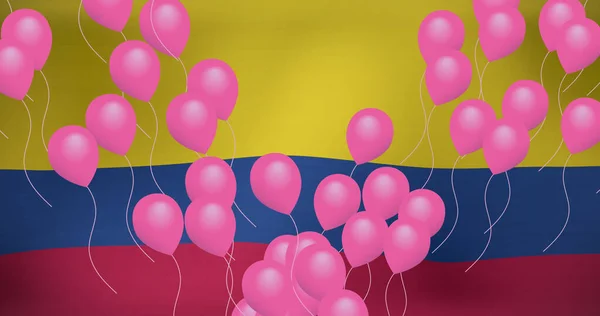 Afbeelding Van Ballonnen Boven Vlag Van Colombië Vlaggen Nationale Symbolen — Stockfoto