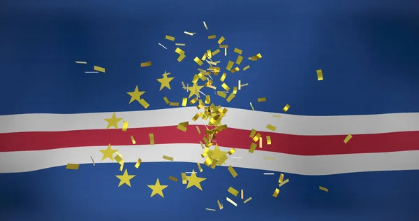 Изображение Конфетти Над Флагом Островов Кабо Верде Флаги Национальные Символы — стоковое фото