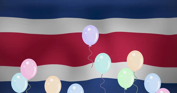 海鸥旗上方的气球图像 国家象征和爱国主义概念数字生成的图像 — 图库照片