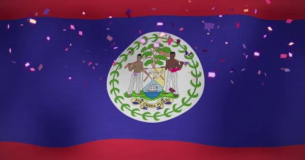 Bild Von Konfetti Über Der Flagge Von Belize Flaggen Nationale — Stockfoto