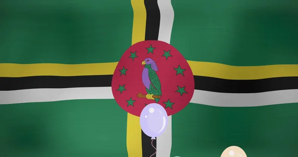 Afbeelding Van Ballonnen Boven Vlag Van Domenica Vlaggen Nationale Symbolen — Stockfoto