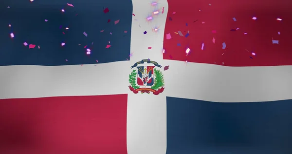 Image Confettis Sur Drapeau Domenicana Drapeaux Symboles Nationaux Concept Patriotisme — Photo
