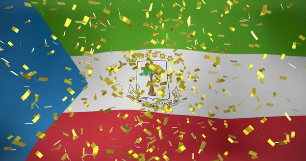 Imagem Confete Sobre Bandeira Guiné Equatorial Bandeiras Símbolos Nacionais Conceito — Fotografia de Stock