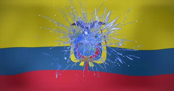 Bild Fyrverkerier Över Ecuadors Flagga Flaggor Nationella Symboler Och Patriotism — Stockfoto
