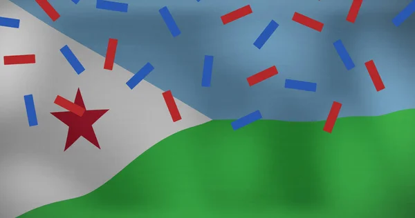 Image Confettis Sur Drapeau Djibouti Drapeaux Symboles Nationaux Concept Patriotisme — Photo