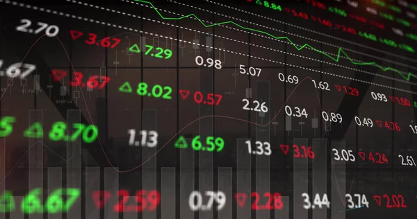 Beeld Van Financiële Gegevensverwerking Aandelenmarkt Boven Leeg Kantoor Mondiaal Bedrijfs — Stockfoto