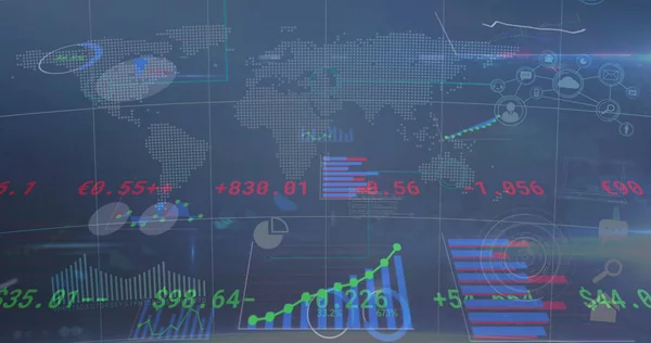 Obrázek Akciového Trhu Zpracování Finančních Údajů Celé Mapě Světa Globální — Stock fotografie