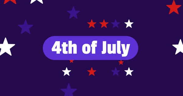 July Text Stars Color American Flag 애국심 개념은 디지털로 만들어 — 스톡 사진