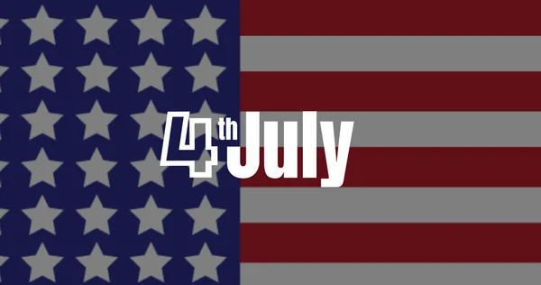 Amerikan Bayrağının Renkleri Üzerinde Temmuz Metni Vatanseverlik Kutlama Konsepti Dijital — Stok fotoğraf