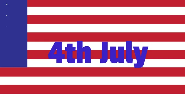7月4日美国国旗颜色上方的文字图像 爱国主义和庆祝概念数字生成的形象 — 图库照片
