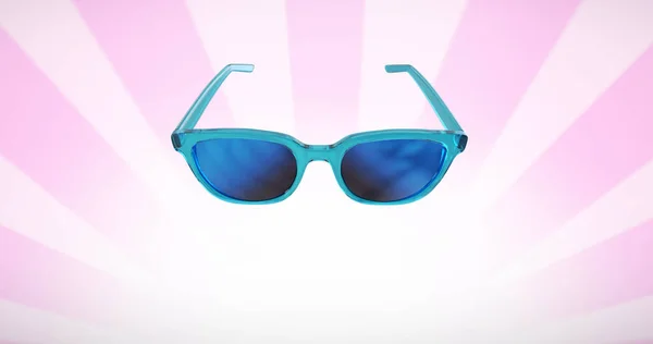 粉色条纹背景上的眼镜图像 眼镜和太阳镜日概念数字生成的图像 — 图库照片