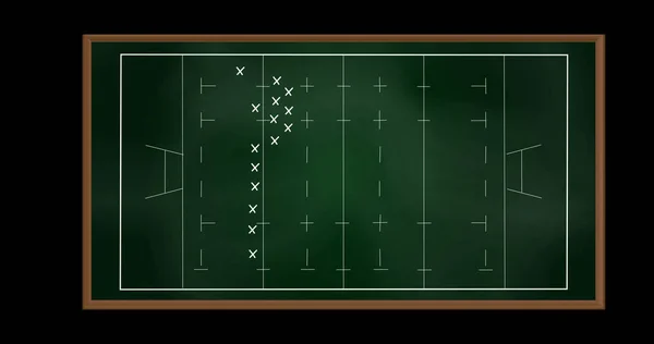 Image Football Game Plan Blackboard Sports Competition Entertainment Technology Concept — Stock Photo, Image