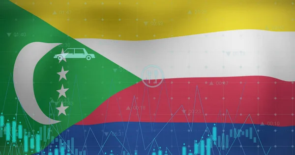 Imagen Del Procesamiento Datos Sobre Bandera Las Comoras Negocio Global —  Fotos de Stock