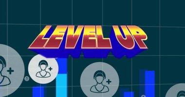 Dijital soyut alanda kullanıcı simgeleriyle üst düzey görüntü. bilgisayar, oyunlar ve teknoloji konsepti dijital olarak oluşturulmuş görüntü.