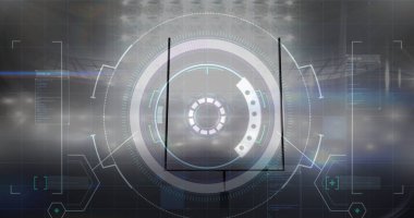 Spor stadyumundaki tarama ve veri işleme görüntüsü. spor ve kutlama konsepti dijital olarak oluşturulmuş görüntü.