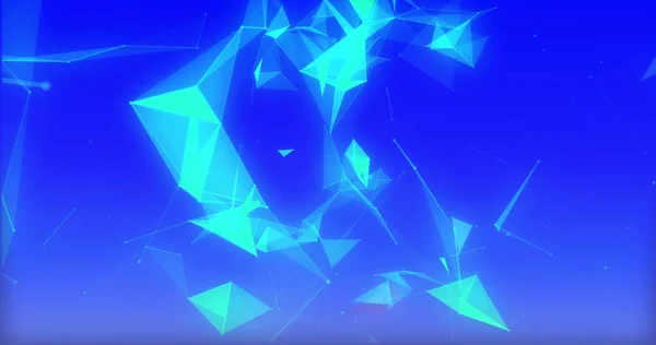 Afbeelding Van Lichtblauwe Geometrische Vormen Die Bewegen Een Blauwe Achtergrond — Stockfoto