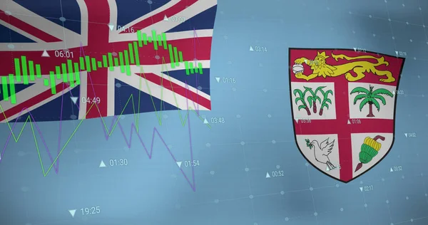 Immagine Dell Elaborazione Dei Dati Bandiera Delle Figi Business Globale — Foto Stock