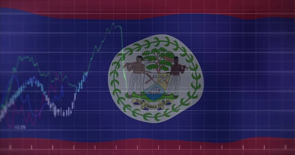 Изображение Обработки Данных Над Флагом Белиза Глобальный Бизнес Финансы Связи — стоковое фото