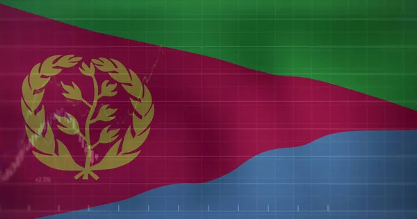 Изображение Флага Эритреи Над Обработкой Данных Глобальный Бизнес Финансы Связи — стоковое фото