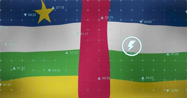 Bild Der Datenverarbeitung Über Der Flagge Der Zentralafrikanischen Republik Globales — Stockfoto