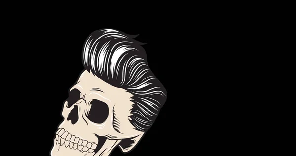 Image Skull Hair Black Background Retro Halloween Design Concept Digitally — Stock Photo, Image